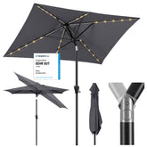 Rectangular parasol 300 x 200 cm garden umbrella with LED solar lighting